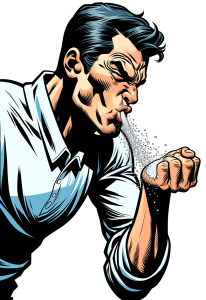 しょっぱい顔の男性